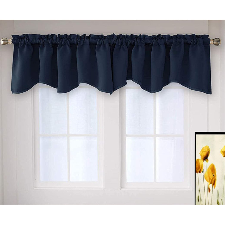 Niagara Fringe Scalloped 52'' Window Valance in Navy Blue Wayfair